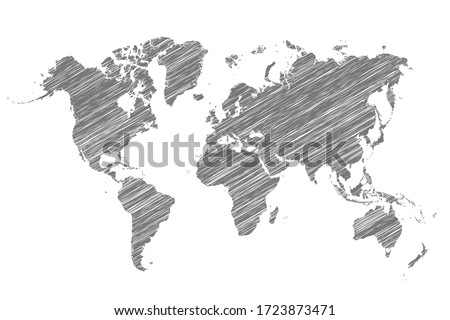 Map world sketch line. Outline digital dotted world map. Worldmap global. Earth globe. Worldwide continents isolated on background. Hand drawn silhouette planet. Designs for travel. Drawing continent