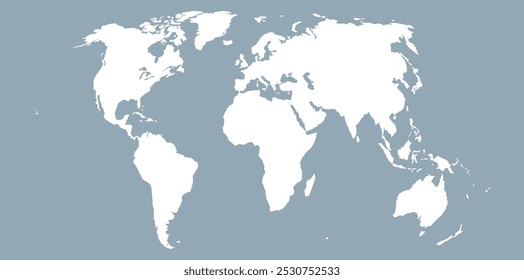 Mapa del mundo. Siluetas sólidas continentes sobre un fondo gris. Anuncio, fondo para el Sitio web o la impresión. Gráficos de Vector.