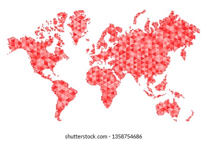 Map of world with trendy triangles design. Polygon Mesh of Earth Map. Vector Background.