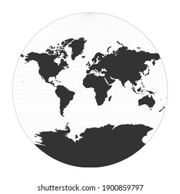 Map of The World. Van der Grinten III projection. Globe with latitude and longitude net. World map on meridians and parallels background. Vector illustration.