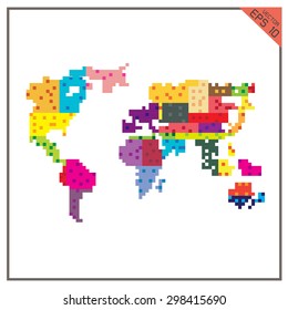 map world vector abstract color on white  background