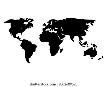 Mapa del mundo, mapa del mundo, vector, ilustración en color blanco y negro, aislado en fondo blanco 