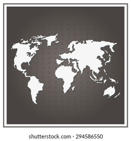map world vector paper white on black  background