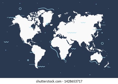 Map world white scales on dark background. Abstract colorful vector illustration eps 10.