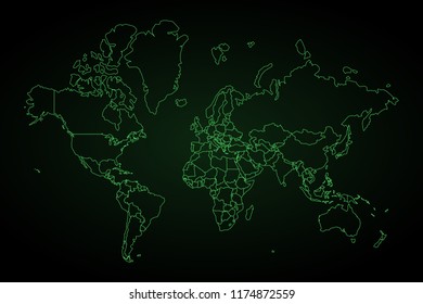 Map World. Wire Frame 3D mesh polygonal network line, design sphere, dot and structure. Vector illustration eps 10.