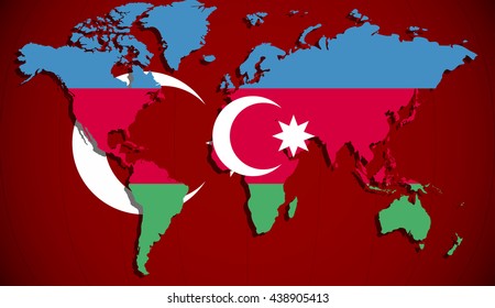 Map of worlds. azerbaijan & turkey.