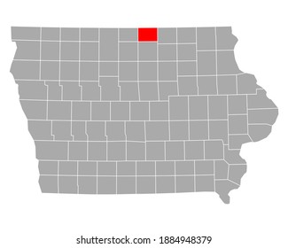 Map of Worth in Iowa on white