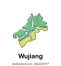 map of Wujiang geometric modern outline, High detailed vector illustration design