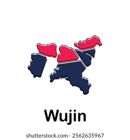 map of Wujin geometric modern outline, High detailed vector illustration design