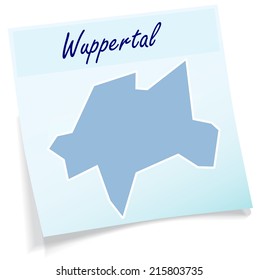 Map of wuppertal as sticky note in blue