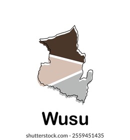 Map of Wusu City Modern Simple Geometric, illustration vector design template