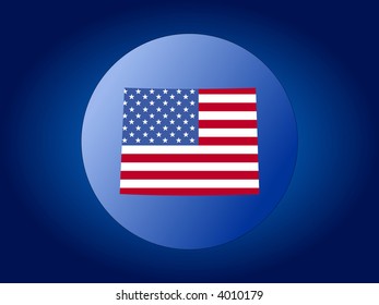 map of Wyoming and American flag globe illustration