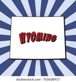 map of wyoming u.s. state in pop art style with dotted shadows and radial lines in shape of rays