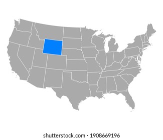 Map of Wyoming in USA on white