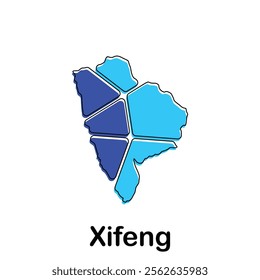 map of Xifeng geometric modern outline, High detailed vector illustration design