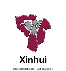 map of Xinhui geometric modern outline, High detailed vector illustration design