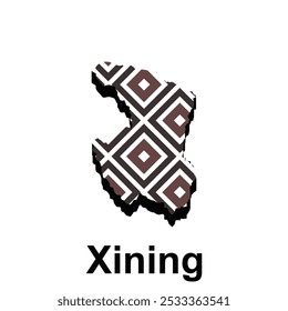 Mapa de la Plantilla de diseño del Vector de la ciudad de Xining, ilustración infográfica del mapa del Vector sobre un fondo blanco