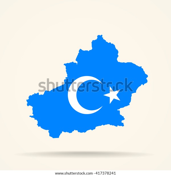 Map Xinjiang Xinjiang Flag Colors Stock Vector Royalty Free