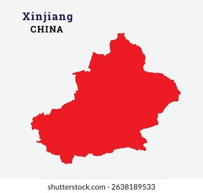 Map of Xinjiang, Map of Xinjiang vector illustration, Map of China state Tibet, China, Xinjiang.