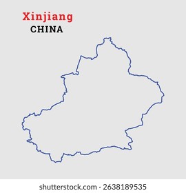 Map of Xinjiang, Map of Xinjiang vector illustration, Map of China state Tibet, China, Xinjiang.