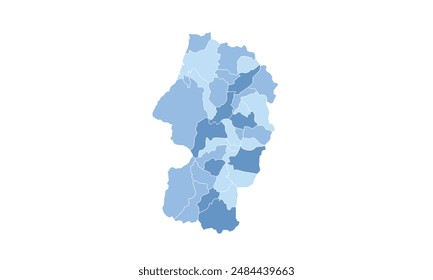 Mapa de Yamagata aislado azul tono color style.Map de Japón.for diseños de Sitio web, fondo, educación, precisa, personalizable, viajes por todo el mundo, mapa silueta de fondo, geografía de la tierra, política.