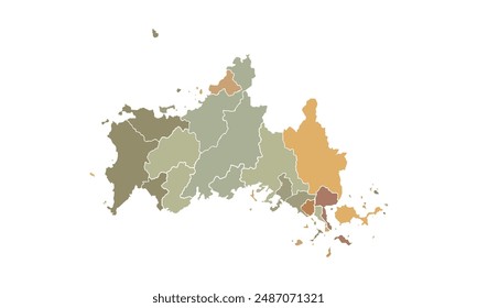 Mapa de Yamaguchi para la educación, Viajes por el mundo, geografía de la tierra, diseños de Sitios web, fondo, estudio de geografía, trabajo en gráficos. Adecuado para aquellos interesados en el uso de ilustraciones.