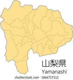 A map of Yamanashi in Japan isolated vector image.