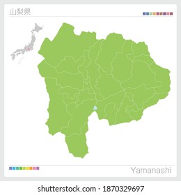 Map of Yamanashi in Japan. Vector illustration. 