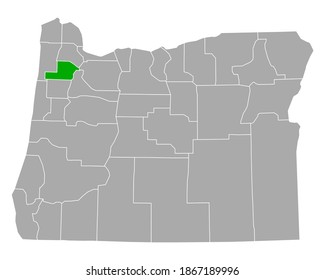 Map of Yamhill in Oregon on white