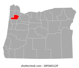 Map of Yamhill in Oregon on white