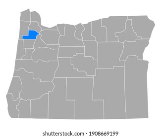 Mapa de Yamhill en Oregón en blanco