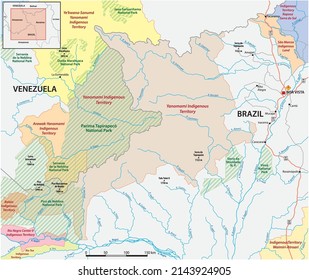 Map of the Yanomami tribal area in the Venezuelan-Brazilian border area