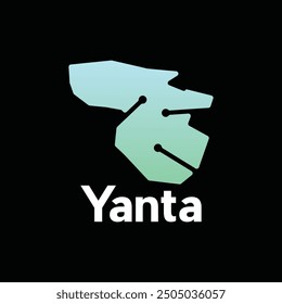 Map of Yanta national borders, important cities with dot technology, World map country vector illustration design template