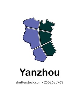 map of Yanzhou geometric modern outline, High detailed vector illustration design