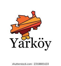 Map of Yarkoy on White isolated background, with named regions and travel icons, illustration vector design template