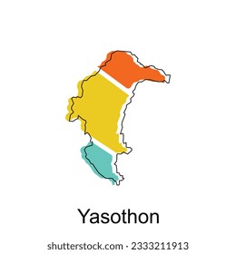 Map of Yasothon vector design template, national borders and important cities illustration, Stylized map of Thailand
