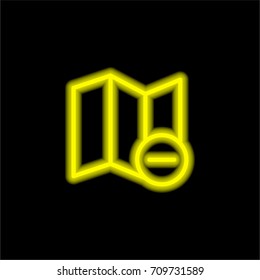Map yellow glowing neon ui ux icon. Glowing sign logo vector