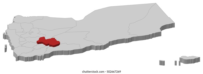 Map - Yemen, Al Bayda' - 3D-Illustration