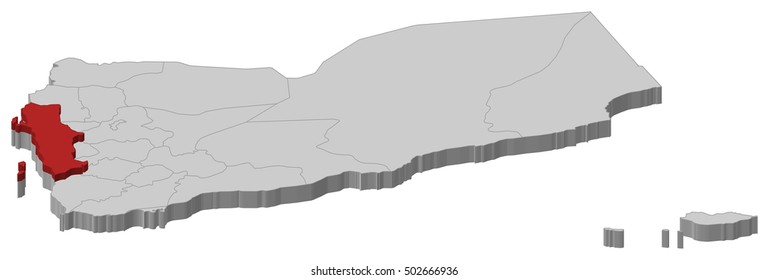 Map - Yemen, Al Hudaydah - 3D-Illustration