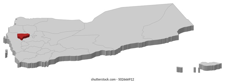 Map - Yemen, Al Mahwit - 3D-Illustration