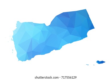 Map of Yemen - Blue Geometric Rumpled Triangular , Polygonal Design For Your . Vector illustration eps 10.
