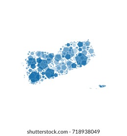 map of yemen filled with pentagons of different sizes and degrees of transparency