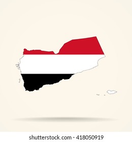 Map of Yemen in Yemen flag colors