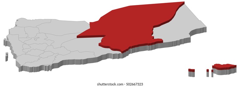 Map - Yemen, Hadhramaut - 3D-Illustration