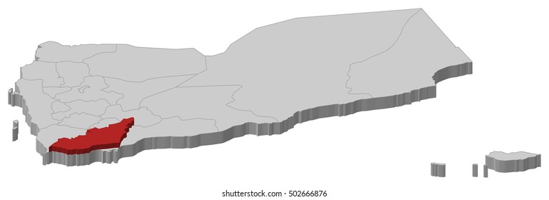 Map - Yemen, Lahij - 3D-Illustration