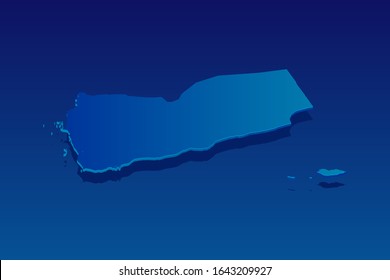 map of Yemen on blue background. Vector modern isometric concept greeting Card illustration eps 10.