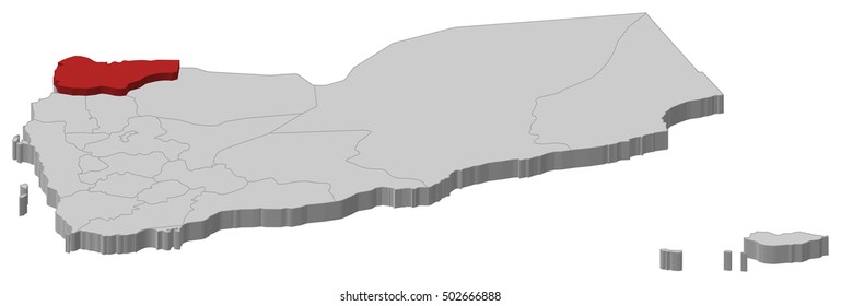 Map - Yemen, Saada - 3D-Illustration