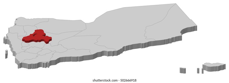 Map - Yemen, Sana'a Governorate - 3D-Illustration