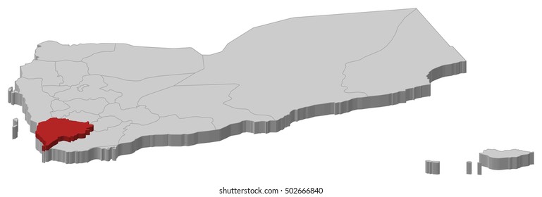 Map - Yemen, Ta'izz - 3D-Illustration