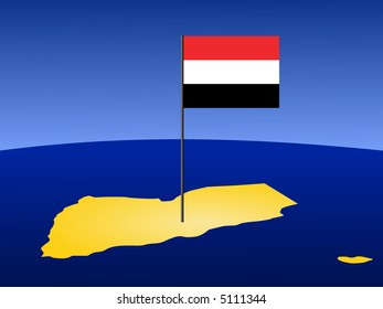 mapa de Yemen y su bandera en la ilustración de polo